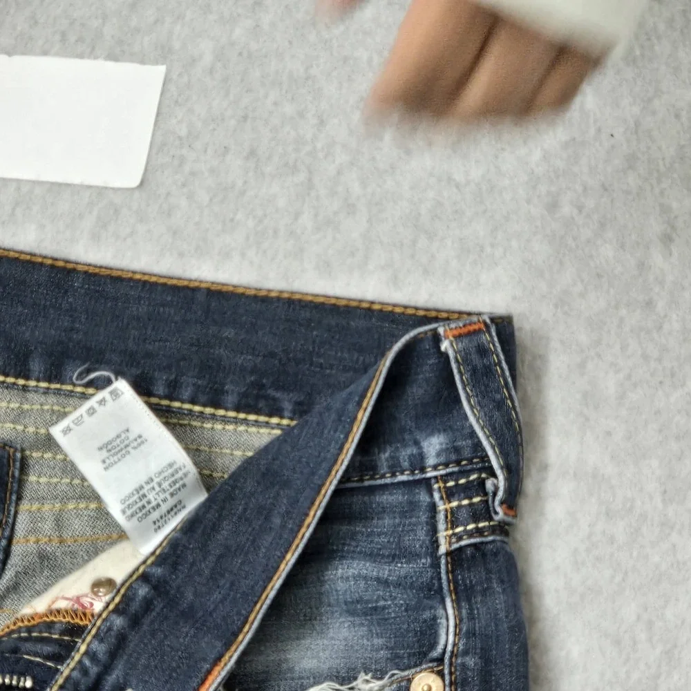True Religion Men Jeans 30 Blue‎ Denim Straight Old Multi Runstitch Flap Pocket